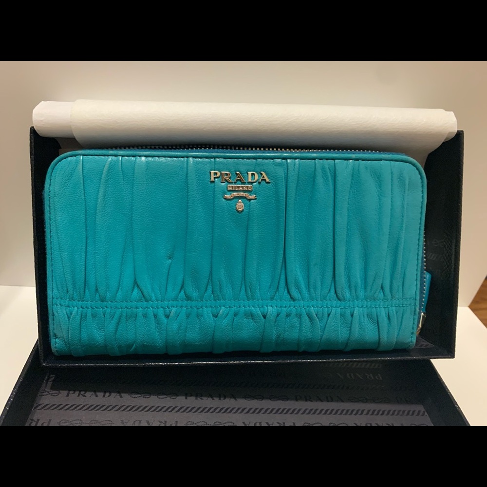 Prada Matelasse Lambskin Zip Long Wallet